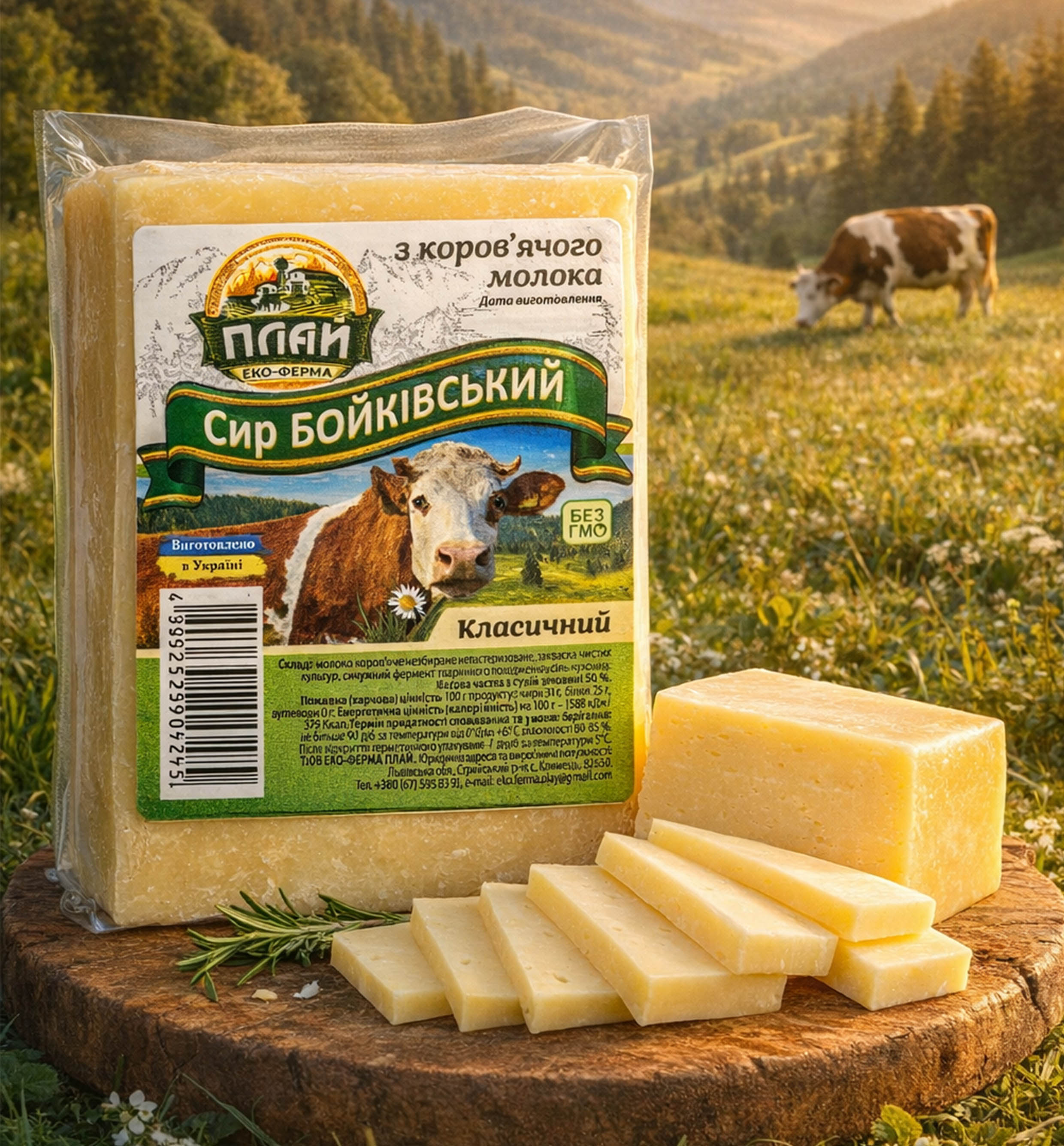 Сир Бойківський твердий з коров’ячого молока 45%